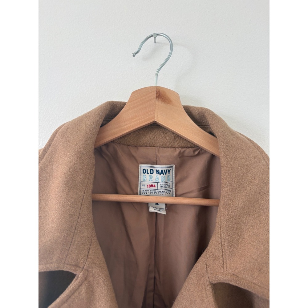 Women's Old Navy Tan Wool Blend Pea Coat – Size XL - Picture 2 of 6